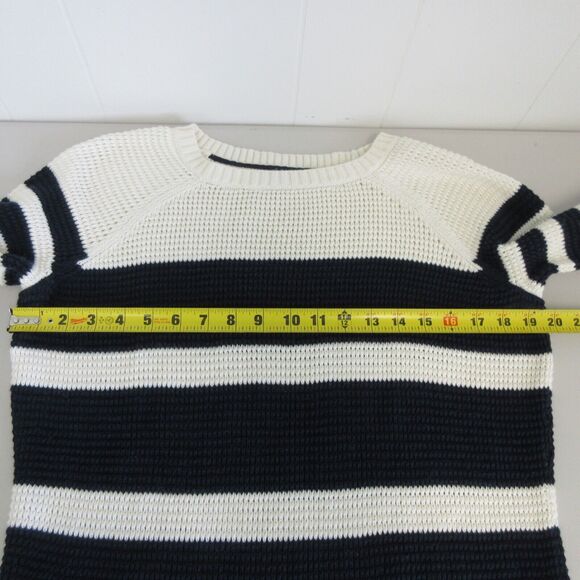 Talbots Womens Pullover Size M Knit Sweater Blue White Stripe Long Sleeve Cotton - Picture 8 of 13